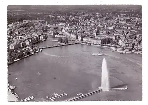 CH 1200 GENEVE / GENF GE, Vue airienne le Jet d'eau, la Rade et la Ville