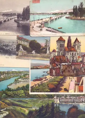 CH 1200 GENEVE / GENF GE, 15 AK, farbig & schwarz / weiß, alle kleinformatig, gute Erhaltung