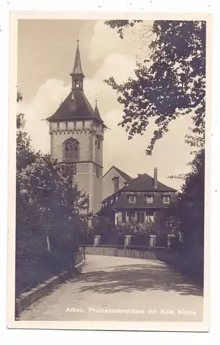 CH 4401 ARBON TG, Promenadenstrasse mit kath. Kirche, 1926