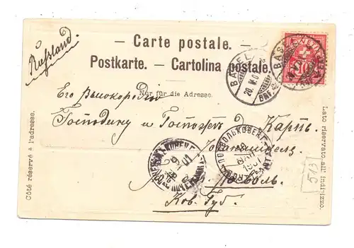 CH 4000 BASEL BS, Münster im Passepartout-Rahmen, "Fröhliche Pfingsten", Präge-Karte, relief, embossed, 1901