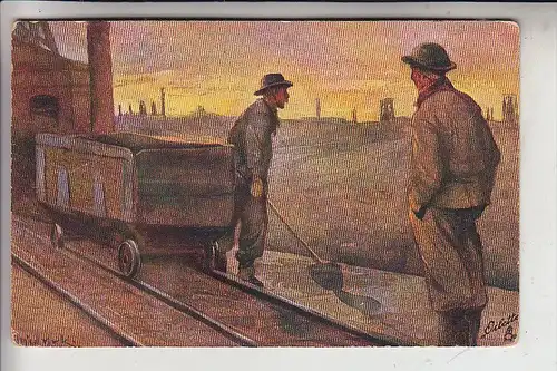 BERGBAU / Mining / Mijnbouw / Charbonage / Minerario - Künstler-Karte, 1919