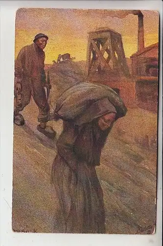 BERGBAU / Mining / Mijnbouw / Charbonage / Minerario - Künstler-Karte, 1919,