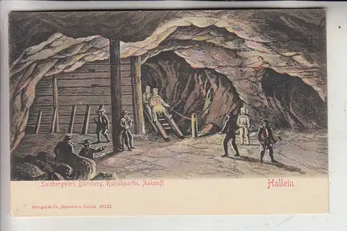 BERGBAU - Mining, HALLEIN, Salzbergwerk Dürnberg, Rutschpartie, Ankunft, Stengel-Verlag, ca. 1905