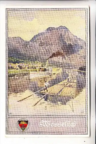 BERUFE - FLÖSSEREI / Rafting / Raften - Künstler-Karte Deutscher Schulverein