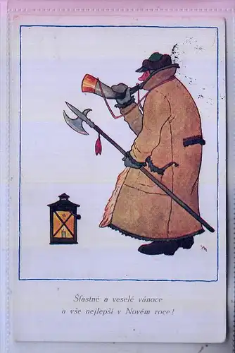 BERUFE - NACHTWÄCHTER / Night Watchman / Veilleur de nuit / Nachtwaker / Guardiano notturno - Künstler-Karte