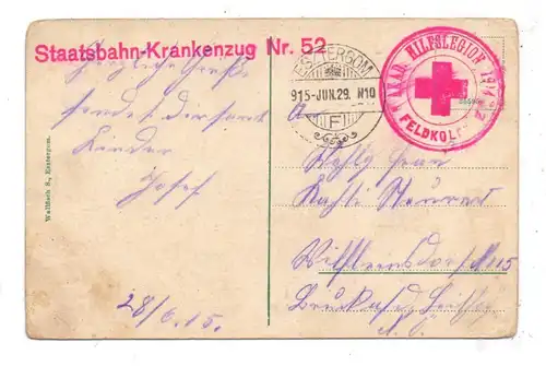 H 2500 ESZTERGOM, Primasi palota, Österr. Feldpost, Staatsbahn-Krankenzug Nr.52, 1915