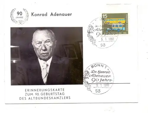 POLITIK - KONRAD ADENAUER, Erinnerungskarte zum 90. Geburtstag 1966