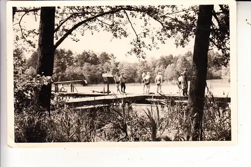 0-1303 FINOWFURT, Strandbad, 1958, Photo-AK, Brfm. entfernt