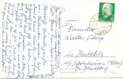 0-1630 ZOSSEN - KALLINCHEN, Ortsansicht, Landpost -Stempel, 1963