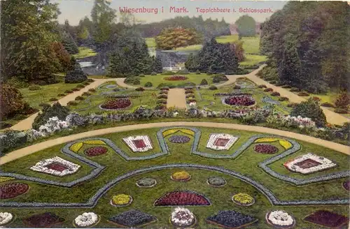 0-1825 WIESENBURG, Teppichbeete im Schloßpark, 1919