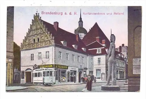 0-1800 BRANDENBURG, Kurfürstenhaus, ROLAND; Strssenbahn / Tram, 1918, Feldpost