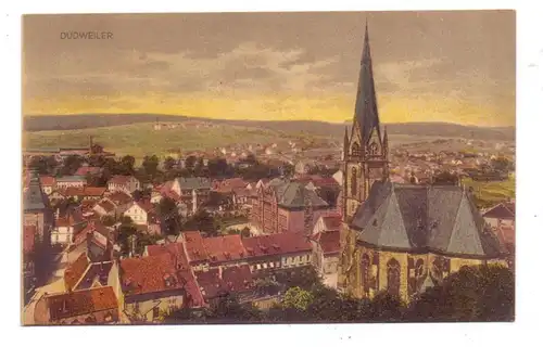 6600 SAARBRÜCKEN - DUDWEILER, Kirche mit Umgebung, 1919