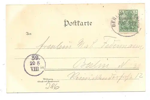 0-1222 NEUZELLE, Lithographie, 1901, Gruss auss..., Bahnpost Berlin - Breslau