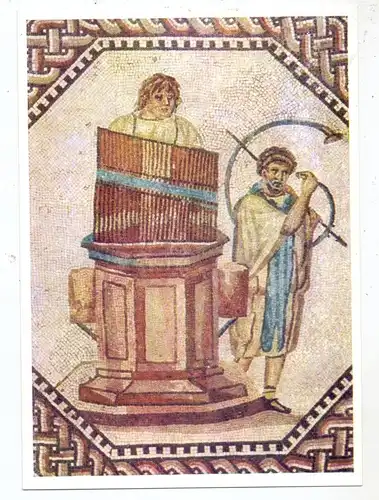 6643 PERL - NENNIG, Römisches Mosaik, Hornbläser und Orgelspieler