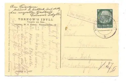 0-1612 TEUPITZ, Tornow's Idyll, Landpoststempel, 1935