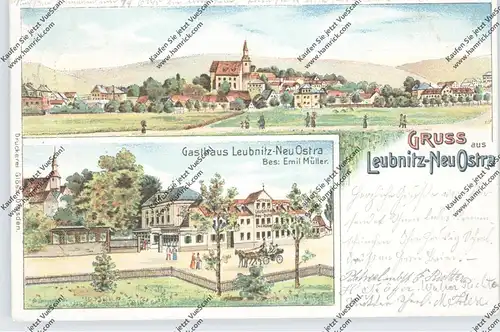 0-8000 DRESDEN - LEUBNITZ - NEUOSTRA, Lithographie, Gasthaus Müller, Dorfansicht