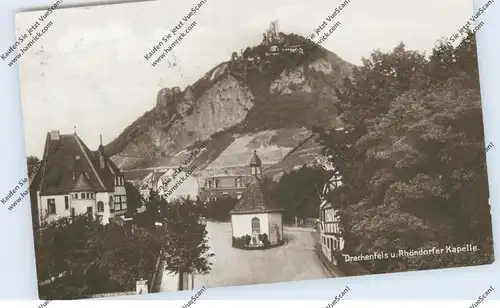 5340 BAD HONNEF - RHÖNDORF, Drachenfels und Rhöndorfer Kapelle, 1929