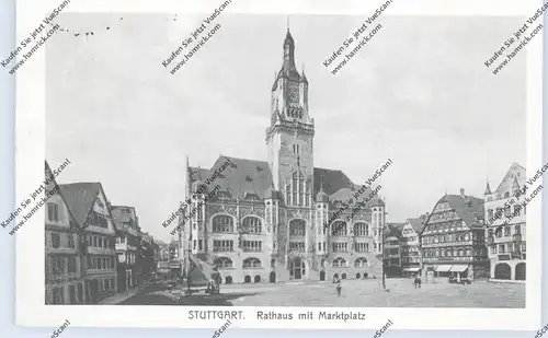7000 STUTTGART, Rathaus mit Marktplatz, 1916, Feldpost