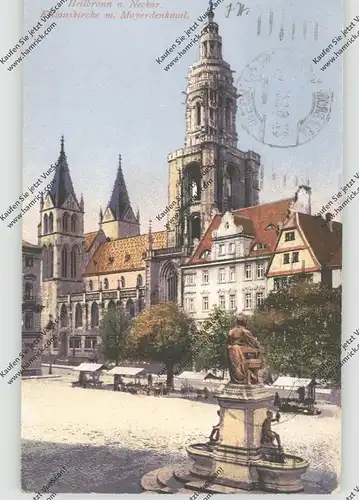 7100 HEILBRONN, Kilianskirche, Meyerdenkmal, Marktstände, 1922