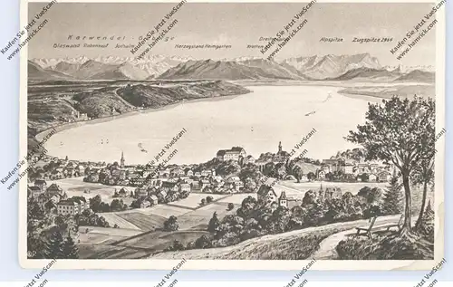 8130 STARNBERG, Starnberg am See mit Gebirge, Künstler-Karte