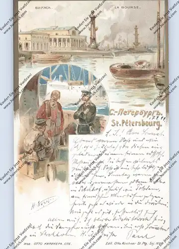 RU 190000 SANKT PETERSBURG, Lithographie 1899, La Bourse, Edit. Otto Kirchner