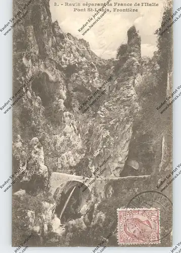 F 06500 MENTON, Pont St.Louis, Frontier France / Italie, Grenze Frankreich-Italien, 1920