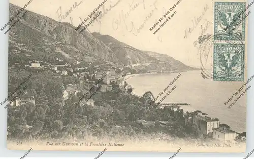 F 06500 MENTON - GARAVAN et la Frontiere Italienne, Grenze Frankreich - Italien, 1905