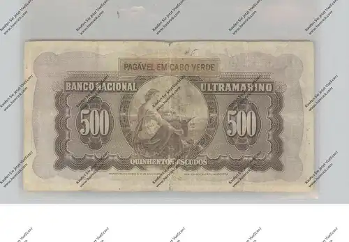 BANKNOTE - CABO VERDE, Pick 50, 500 Escudos, 1958, VF