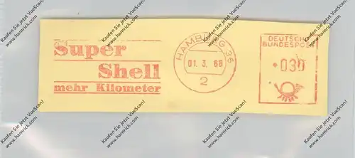 AUTO - BENZIN / TANKSTELLE, SHELL - Maschinenwerbestempel 1968, Hamburg