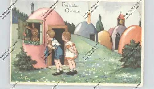 OSTERN - Kinder vor Hasenhäusern, 1926