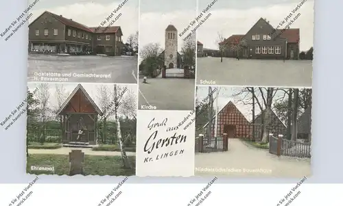 4540 LENGERICH - GERSTEN, Gaststätte Revermann, Schule, Kirche, Ehrenmal