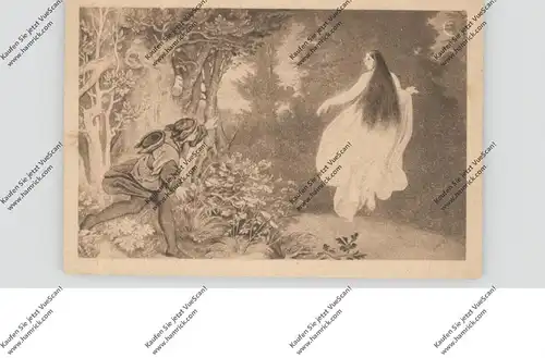 KÜNSTLER - ARTIST - MORITZ VON SCHWIND, "Erscheinung im Walde", Heimatkunstkarte, Deutsche Kolonial Krieger Spende