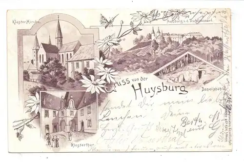 0-3603 DINGELSTEDT - HUYSBURG, Lithographie 1903, Husyburg, Danielshöhle, Klosterkirche, Klosterthor