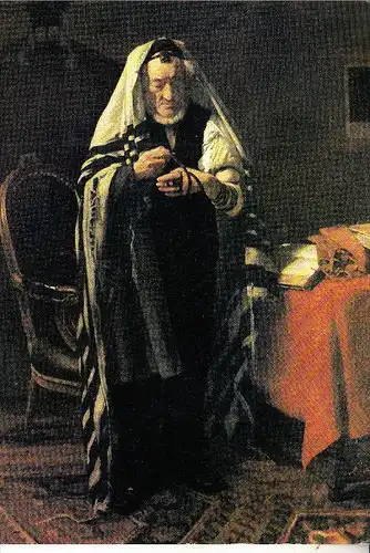 JUDAICA - Das Anlegen der Gebetsriemen, Gemälde Eduard Frankfort