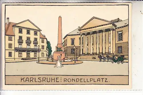 7500 KARLSRUHE, Rondellplatz, Steindruck