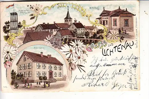 7585 LICHTENAU, Lithographie 4-teilig, 1899, kl. Unterrandmangel