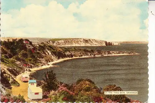 UK - ENGLAND - DORSET - SWANAGE, Two Bays, Camping, hand painted card