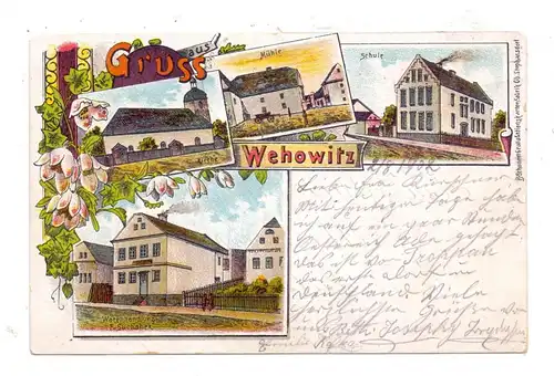 OBER-SCHLESIEN - WEHOWITZ / WIECHOWICE, 200 EW., Lithographie 1902, Warenhandlung, Kirche, Mühle, Schule