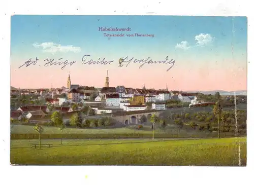 NIEDER - SCHLESIEN - HABELSCHWERDT / BYSTRZYCA KLODZKA, Ansicht vom Florianberg, 1919, Druckstelle