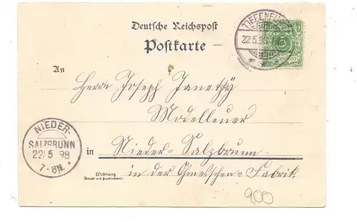 NIEDERSCHLESIEN - TIEFENFURT / PAROWA, Lithographie 1898, Fabrik, Gasthof, Villen, Schule, Kriegerdenkmal
