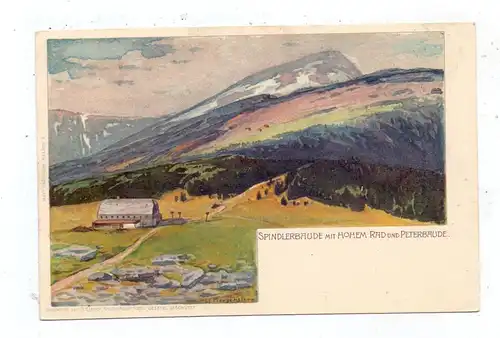 NIEDER-SCHLESIEN - SCHREIBERHAU / SZKLARSKA POREBA, Peterbaude, Hohes Rad, Künstler-Karte Morgenstern, ca. 1905