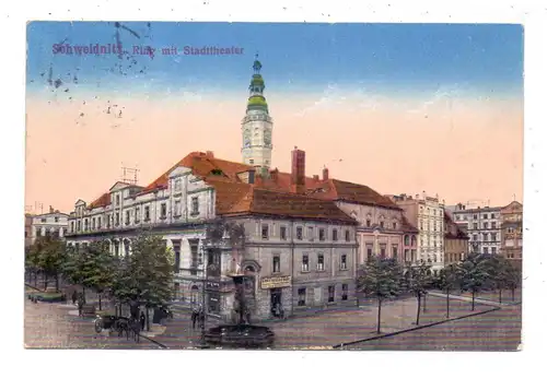 NIEDER - SCHLESIEN - SCHWEIDNITZ / SWIDNICE, Ring mit Stadttheater, 1916