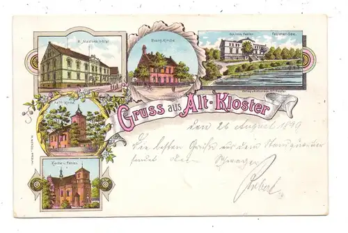 NIEDER-SCHLESIEN - ALT-KLOSTER, Lihographie 1897, Schloß Fehlen, Kirche, Maslak's Hotel, Kath. Kirche, Ev. Kirche