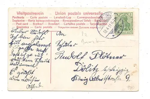 NIEDER-SCHLESIEN - ALT-WARTHAU / WARTA BOLESLAWIECK, Lithographie, Bäckerei Richard Schulz, Bahnhof, Schloss, Kirche