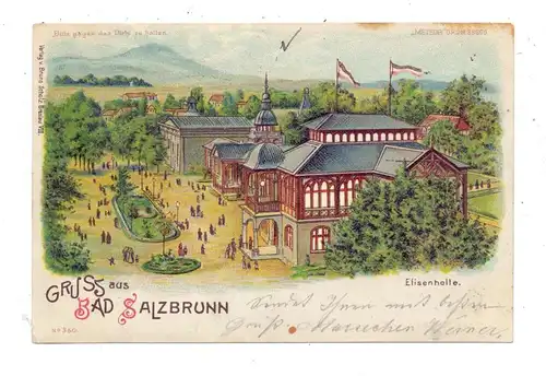 NIEDER-SCHLESIEN - BAD SALZBRUNN / SZCZAWNO-ZDROJ, Lithographie, Elisenhalle, Halt gegen das Licht / Hold to light