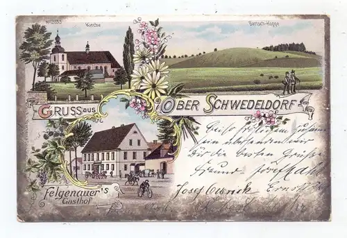 NIEDER-SCHLESIEN - PETERWITZ - SCHWEDELDORF / SZALEJOW GORNY, Lithographie, Felgenauer's Gasthof, Kirche...