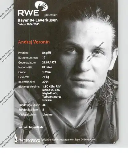 FUSSBALL - BAYER LEVERKUSEN - ANDREJ VORONIN, Autogramm