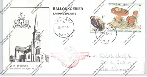 BALLONPOST / BALLONKOERIER 1992, GENT - LEDEBERG - VELZEKE