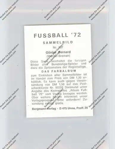 FUSSBALL - WERDER BREMEN - GÜNTER BERNARD, Autogramm
