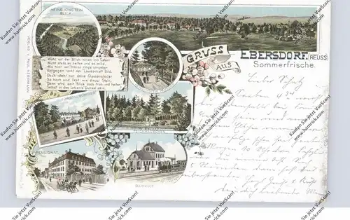 0-6555 SAALBURG - EBERSDORF, Lithographie 1897, Bahnhof, Pensionat, Schloß... Bahnpost Triptis-Blankenstein 357